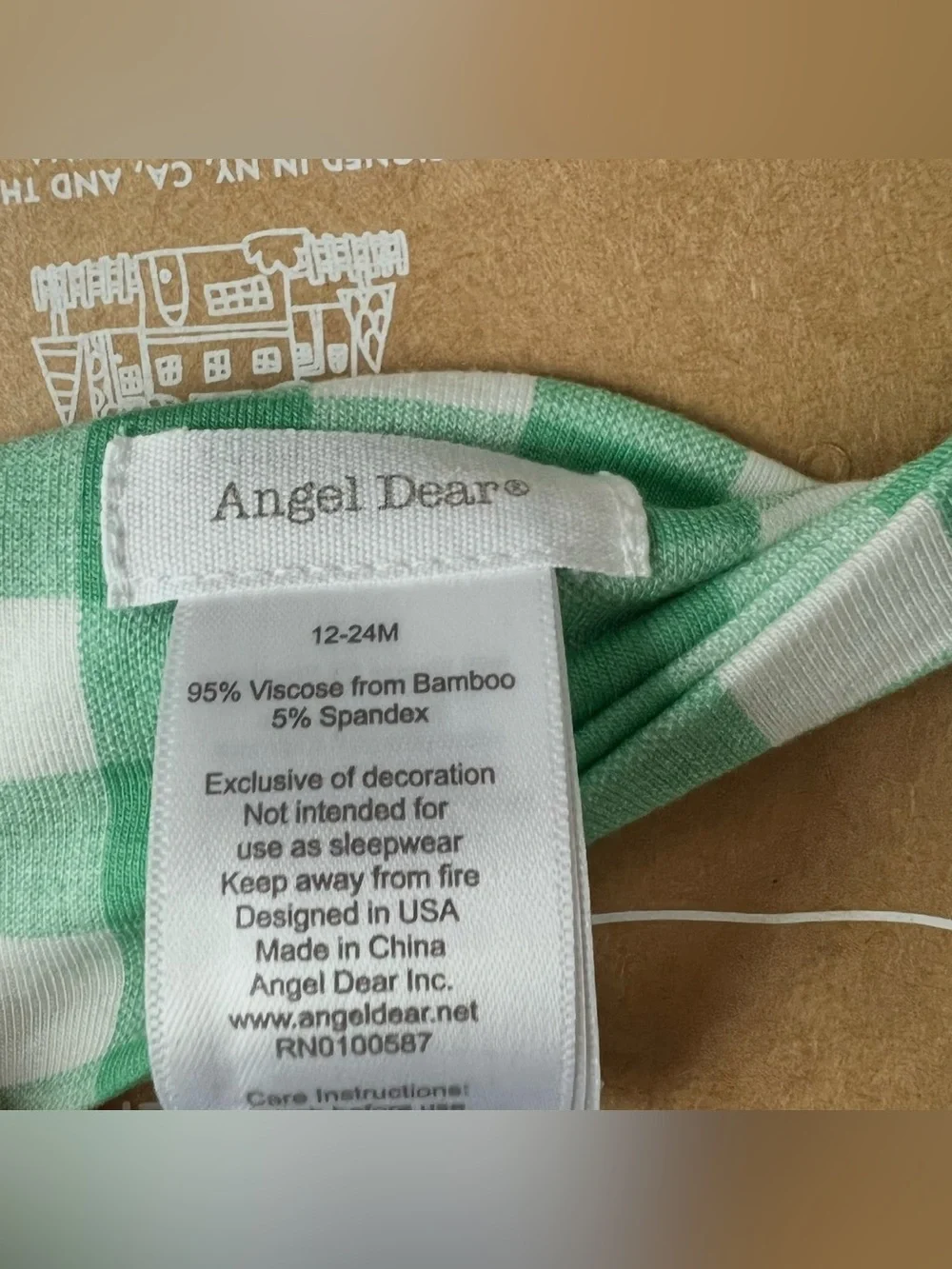 NWT Angel Dear Green Gingham Headband Size 12-24 Months